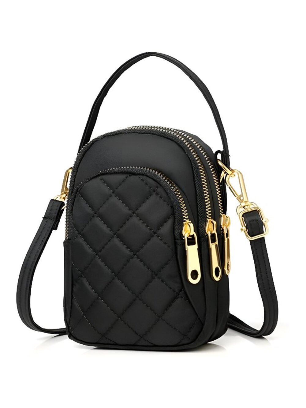 Black Women Quilted Crossbody Phone Bag Shoulder Bag Small Purse Wallet Handbag